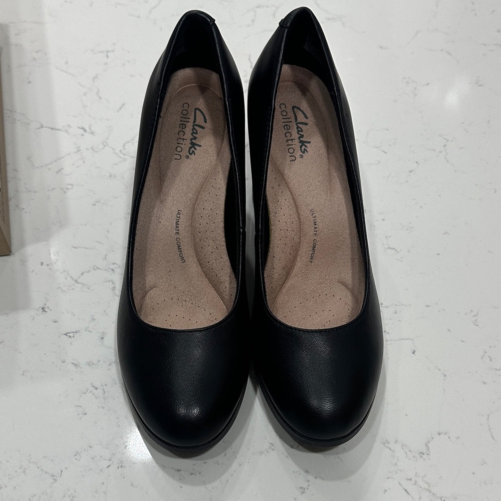 Clarks Black Leather Heels